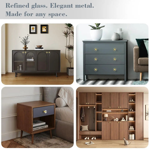 Crystal Glass Cabinet Knobs Set Six Pack Gold Polygon Drawer Pulls One And A Quarter Inch on various furniture pieces.