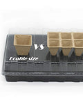 DIY Friendly All In One Seed Starter Kit With Biodegradable Square Peat Pots showing size comparison on tray
