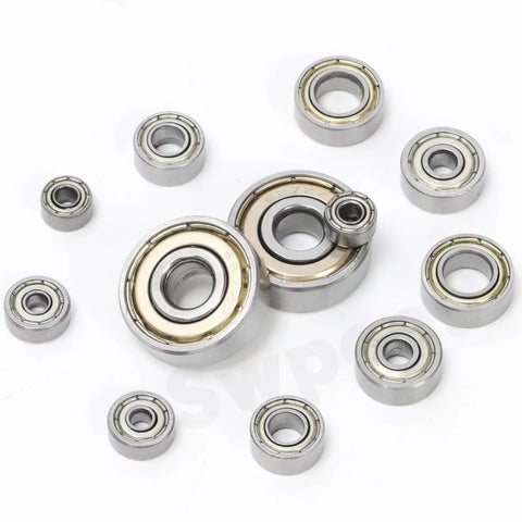 Ultimate Six Sizes Ball Bearings Kit With 36 Pieces 693ZZ 623ZZ 624ZZ 685ZZ 687ZZ 627ZZ displayed on white background