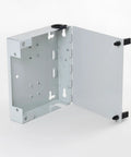 Open view of Fiber Optic Patch Panel DIN Rail Or Wall Mount With ST SC And LC Multimode Adapter Plates Pro Grade Splice Holder.