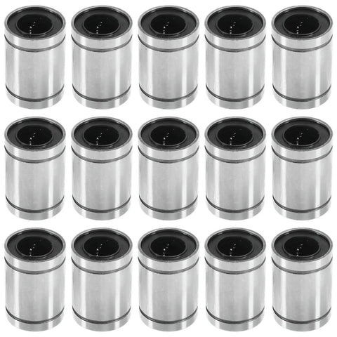 15 Pcs LM12UU Linear Ball Bearing Set With Sealed Dual Seal Protection For CNC Machines And 3D Printers 12 Mm Diameter Aluminum Alloy Construction Built To Last Smooth Operation And Accurate Motion, 15 silver bearings arranged in rows