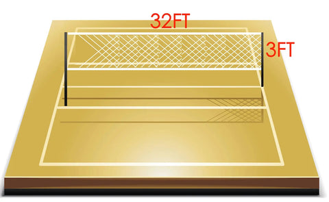 All Weather Outdoor Volleyball Net Beefy Heavy Duty For Backyard Beach Or Poolside Play Regulation 32x3 Feet displayed on court