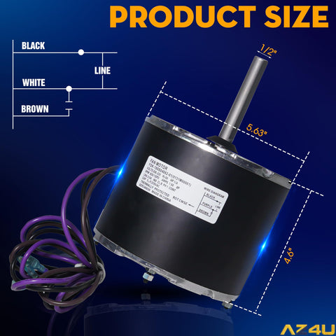 Condenser Fan Motor Replacement 1/4 HP 208-230V 1Ph 830 RPM 1 Speed Direct Fit Easy Install For Amana, Janitrol, And Goodman HVAC Units