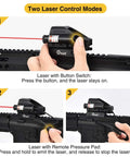 1x22x33 Reflex Sight with Red and Green Dot Reticle and 2mW Red Laser shown with two control modes on rifle