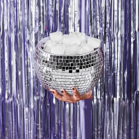 Disco Ball Ice Bucket Large With Mirrored Tile Design For Parties And Girls Night Bachelorette Champagne Cocktail Cooler