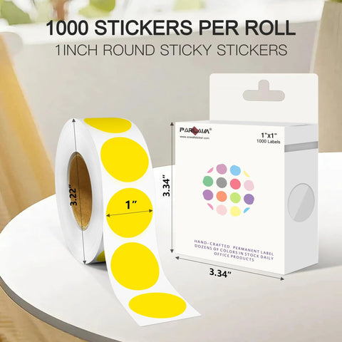 One Inch Yellow Color Code Dot Stickers For Office And Home Round Adhesive Inventory Dots Labels 1000 Per Dispenser Box Easy Peel Circle Stickers