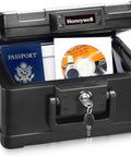 Compact Home Safe Box With Key Lock, Fireproof And Water Resistant, 0.15 Cu Ft Capacity, Holds No. 10 Envelopes And USB Drives