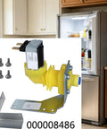 Ice Machine Water Inlet Assembly Replacement Part 000008486 With Solenoid Component And Hardware Kit For Maintenance Checks DIY Ready Durable Easy Install Replacement For Ice Makers And Ice Machines. Yellow plastic inlet assembly with solenoid and mounting bracket