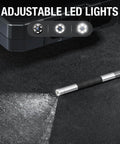 Close-up of adjustable LED lights on a Two Way Articulating Borescope With Light For Auto Maintenance And Diagnostics, illuminating a surface.