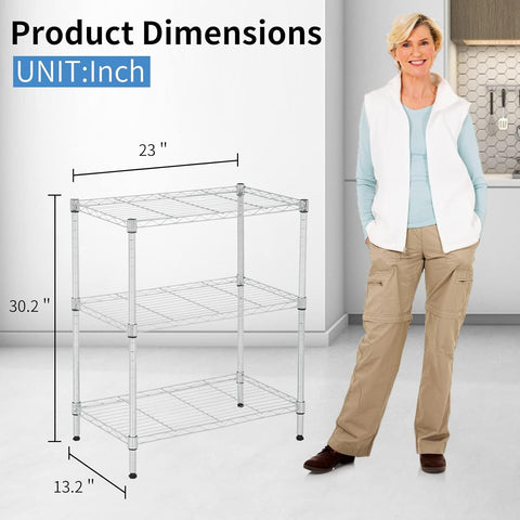 Adjustable Four Tier Wire Shelving Unit With Black Metal Frame And Plastic PP Shelves For Kitchen Pantry Laundry And Utility