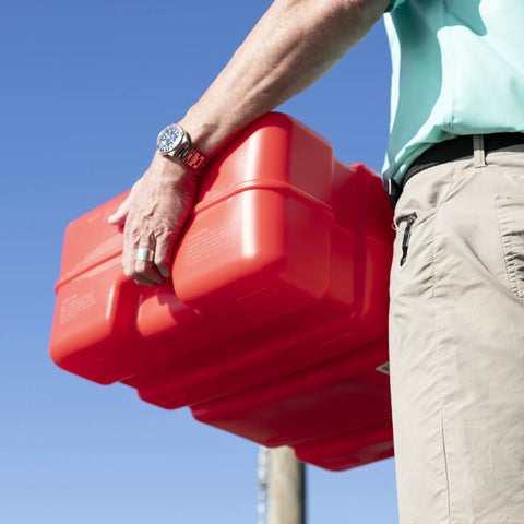 12 Gallon Low Profile Marine Fuel Tank For Outboard Boats Rectangular Red Compact And Easy To Haul With Space Saving Design Includes 2-Way Vent Cap For Quick Gas Access