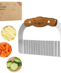 ZLemma bear-shaped crinkle cutter knife for kids with rosewood handle and Japanese 420J2 blade for veggies and fruits