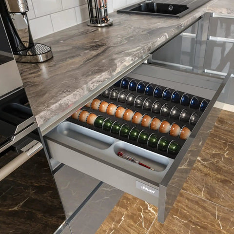 48 Pod Coffee Capsule Drawer Organizer For Nespresso Vertuoline Holds 48 Pods Waterproof Foam Tray in kitchen drawer