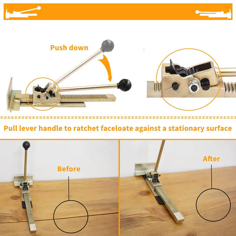 Pro Flooring Jack Tool For Quick Positioning And Gentle Lifts With Heavy Duty Iron Build And Non Slip Handles in action