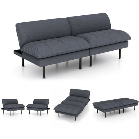 70 Inch Futon Sofa Bed With Adjustable Backrest 4 In 1 Convertible Couch Sleeper Transforms From Sofa To Recliner To Chaise Ideal For Living Room Or Office Space Saving Small Space Furniture Modern Grey