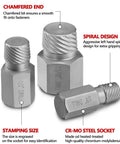 Close-up of 3-piece from 25 Piece Screw Extractor Set with Multi Spline Design for Chrome Moly Bolt Remover with engraved sizes visible.