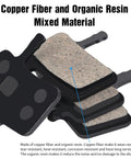 Four Pairs Bike Disc Brake Pads Kit With Three Handy Tools showing semi-metallic pads made of copper fiber and organic resin
