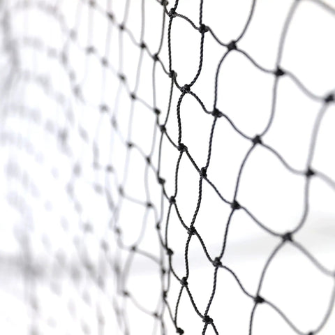 Close-up of UV protected netting from 40 Foot Collapsible Batting Cage For Backyard Or Indoor Baseball And Softball Practice With A Heavy Duty Rust Resistant Steel Frame And UV Protected Net Black Frame Easy Setup Durable Year Round Hittin Cage