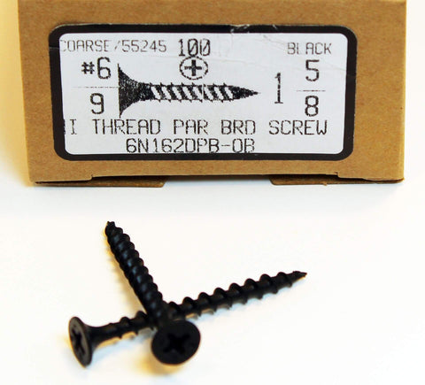 Six By One And Five Eighths Inch Black High Hardness Drywall Screw For Wood And Studs Coarse Thread Phillips Drive Bugle Head