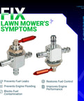 1-633347 Cut Off Fuel Valve With In Line Filter Kit, heavy-duty steel petcock for lawn mowers, two-way design, 1/4 inch barbs