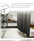 12 Piece Rust Resistant Shower Curtain Hooks Curved Rings For Bathroom And Window Curtains Silver Finish For Easy Glide