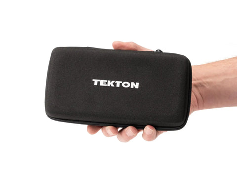 Person holding durable carry case for 4 mm Precision Bit Driver And 97 Piece Bit Set With Case For Electronics And Small Screws