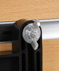 Close-up of adjustable clamp on Solid Build Router Table with Heavy Duty Stand and Adjustable Fence Premium MDF Workbench.