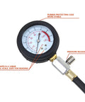 Pro Grade oil pressure tester kit for cars and trucks, 0-140 PSI gauge with dual scale and pressure release valve.