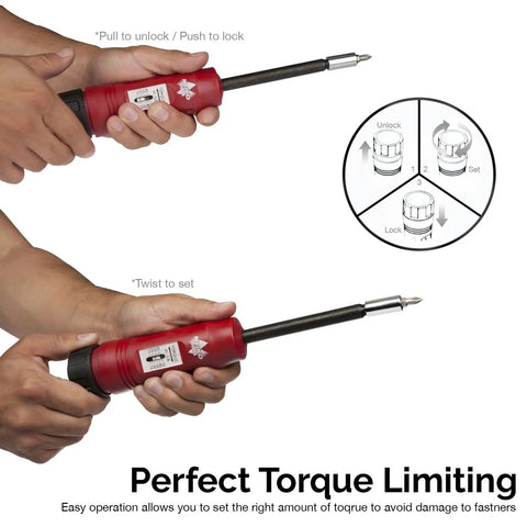 Hands adjusting Torque Screwdriver Set With Long Shank And Inch Pound Gauge One Quarter Inch Drive for precision settings
