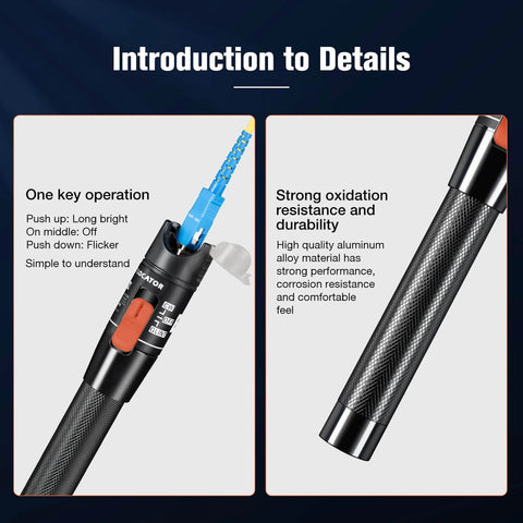 Pro Grade Visual Fault Locator For Fiber Optic Cables With 10 To 20 Kilometers Output Red Light VFL Pen Style Tester close-up