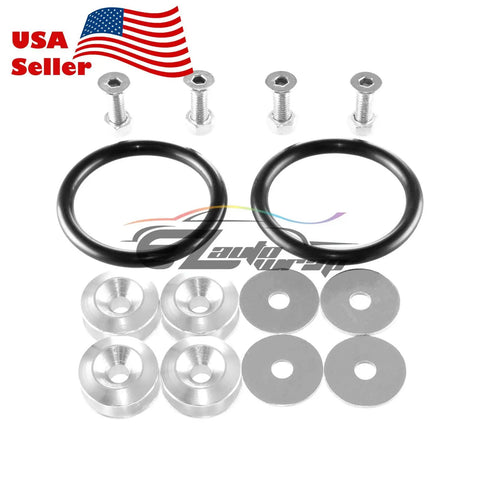 Silver Bumper Quick Release Fasteners Kit For Front And Rear Bumpers, Trunk Hatch Lids And Fenders, Powder Coated Anodized Finish