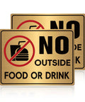 Brushed Gold No Food Or Drink Sign For Doors Two Pack Self Adhering Indoor Or Outdoor Use Ideal For Restaurants Offices And Businesses No Outside Food Or Drinks Allowed Sticker brushed gold vinyl 7.8 x 5.9 in
