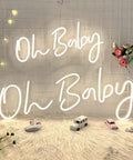 Oh Baby Neon Sign 38x15 Inches Light Up Backdrop Dimmable For Gender Reveal Wedding Birthday Party Photo Booth Wall Decor Bright Reusable Neon Sign For Celebrations