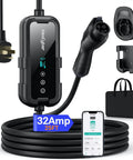 Level 2 EV Charger 32A With WiFi App And Plug And Play 240V NEMA 14-50P 25 Ft Cable ETL Certified Portable EVSE J1772 Connector