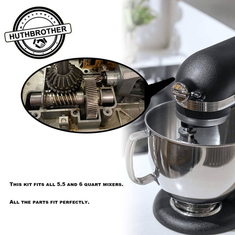 All In One Worm Gear Kit For 5-6 Quart Stand Mixers Includes Worm Gear Bevel Gear Gasket Thrust Bearing Food Grade Grease Retaining Ring Pliers And Replacement Parts For Smooth Quiet Operation