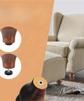 European Style Solid Wood Furniture Legs 4 Pack For Sofa Coffee Table TV Cabinet, shown under a striped armchair.