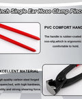 9 Inch Hose Clamp Pliers Crimping Tool Workhorse For Installing And Removing Clamps Carbon Steel Pinch Pliers Nail Puller Pipe And Fuel Line Repair Tool Heavy Duty Forged Steel Construction with red PVC comfort handle and carbon steel construction