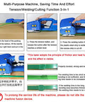 Heavy Duty Electric Strapping Machine With Automatic Tension, Welding And Cutting Functions For 9-16mm PP Pet Straps shown in operation.