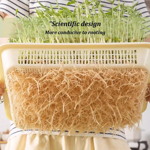 Vertical Hydroponic Garden Tower With Wheels And Metal Shelf All In One Sprouts Growing Kit showcasing root structure.