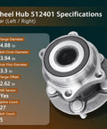 Front And Rear Wheel Bearing Hub Assembly 4 Piece Set For 2010 2014 Subaru Outback And Legacy 5 Lug With ABS Encoder 4 Bolt Square Flange Left Right Compatible