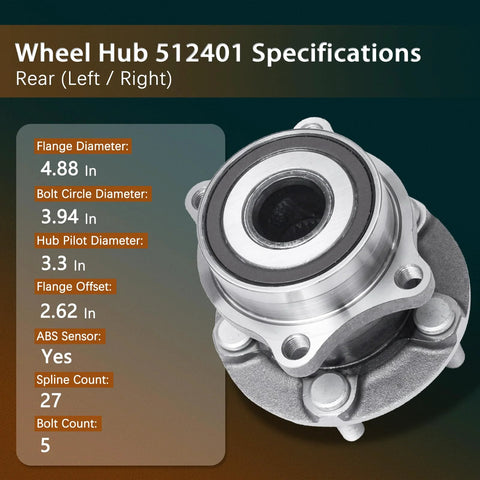 Front And Rear Wheel Bearing Hub Assembly 4 Piece Set For 2010 2014 Subaru Outback And Legacy 5 Lug With ABS Encoder 4 Bolt Square Flange Left Right Compatible