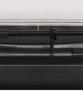 Crosley T400D Black Fully Automatic 2-Speed Turntable with sleek transparent dust cover and tonearm for vinyl enthusiasts.