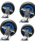 Heavy Duty Swivel Plate Casters With Thick Rubber Tires And Reliable Side Lock Brakes 4 Pack, showcasing durable wheels with metal brackets.