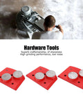Worker using grinder with Diamond Grinding Pads Set 30 Grit Trapezoid Concrete Floor Grinder Discs With Two Cylindrical Teeth