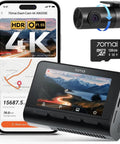 Blazing 4K Front And Rear Dash Cam with built-in WiFi 6 and GPS, 3 inch IPS screen, includes 128GB card A800SE.