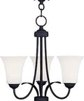 Ridgedale 3 Light Convertible Hanging Lantern and Ceiling Mount in Black with satin opal glass, transitional style.