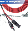30 Ft 2x10 AWG Twin Solar Extension Cable With Copper Strand And Male And Female Connectors, Heavy Duty Plug And Play Weather Resistant