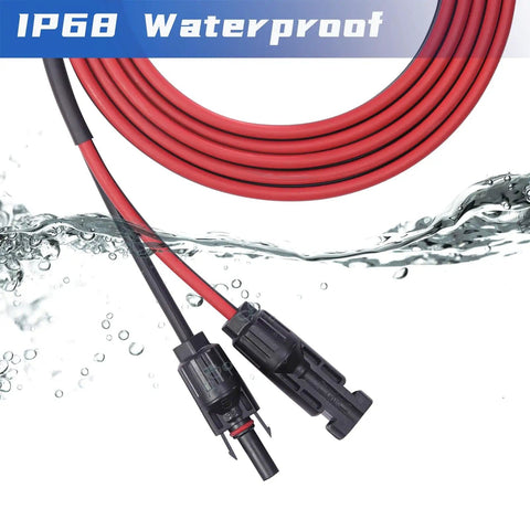 30 Ft 2x10 AWG Twin Solar Extension Cable With Copper Strand And Male And Female Connectors, Heavy Duty Plug And Play Weather Resistant