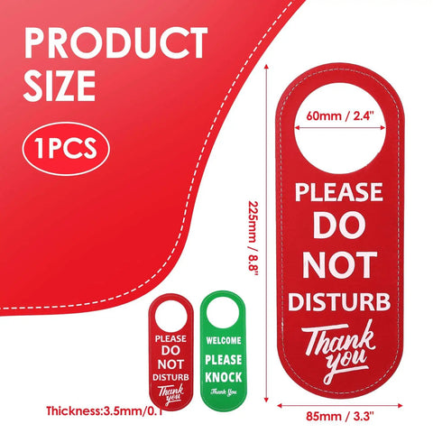 Durable PU Leather Do Not Disturb And Please Knock Door Knob Privacy Sign, Double Sided Green Red For Office, Clinic, Dorm