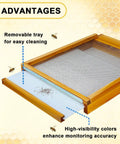 Screened Beehive Bottom Board For 10 Frame Langstroth Hives With Beeswax Coated Solid Wood Base showing removable tray.